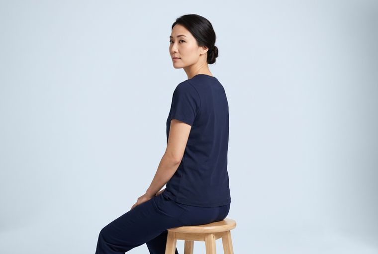 Self-check: sitting on a stool and turning the head to look back over one shoulder, to compare how far the neck turns each way.